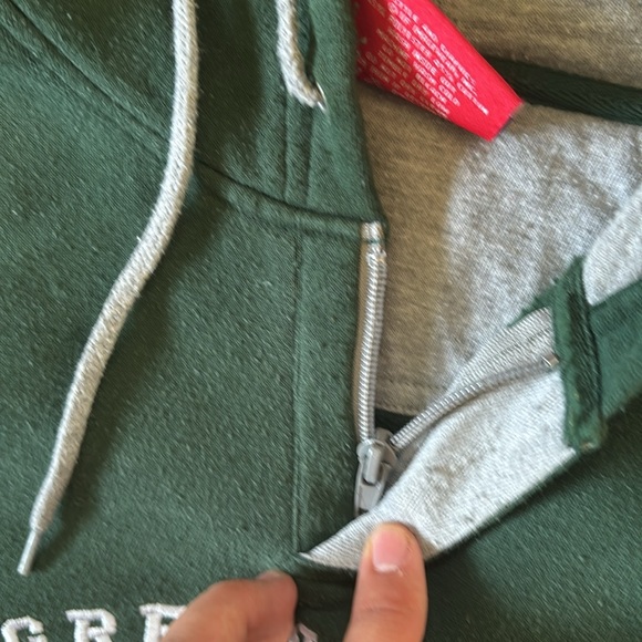 Vintage NFL Men’s Large 90S Heavy Cotton Embroidered Green Bay Packers Hoodie - Picture 3 of 7